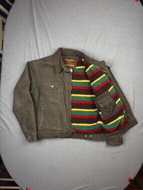 Walls Ranch Wear Canvas Jacket Mens Medium Brown/Green Western Fleece Lined